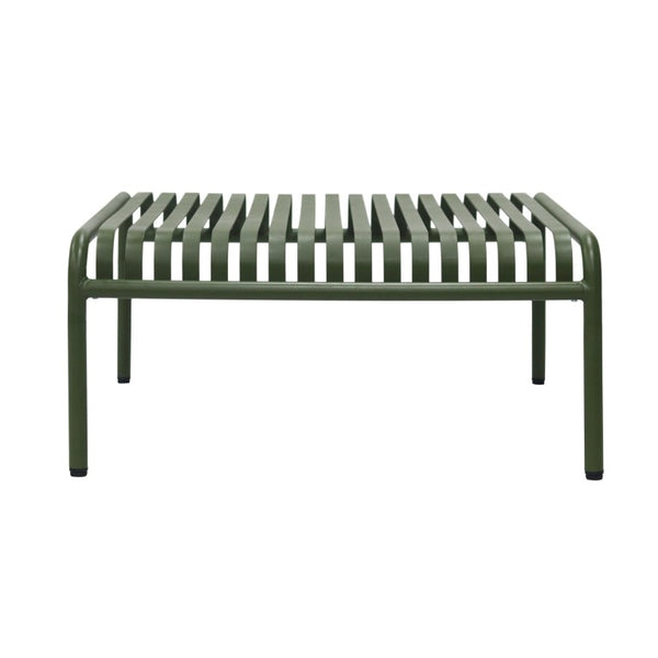 EuroStyle Enid Outdoor Coffee Table Powder Coated Steel Slat Design for Patio or Living Room Dark Green 90726-DKGRN
