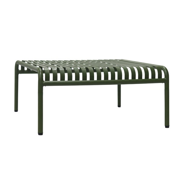 EuroStyle Enid Outdoor Coffee Table Powder Coated Steel Slat Design for Patio or Living Room Dark Green 90726-DKGRN