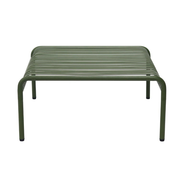 EuroStyle Enid Outdoor Coffee Table Powder Coated Steel Slat Design for Patio or Living Room Dark Green 90726-DKGRN