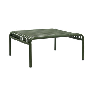EuroStyle Enid Outdoor Coffee Table Powder Coated Steel Slat Design for Patio or Living Room Dark Green 90726-DKGRN