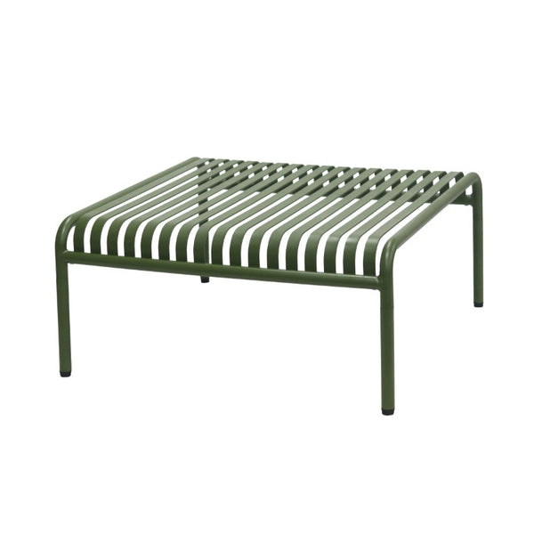 EuroStyle Enid Outdoor Coffee Table Powder Coated Steel Slat Design for Patio or Living Room Dark Green 90726-DKGRN