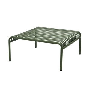 EuroStyle Enid Outdoor Coffee Table Powder Coated Steel Slat Design for Patio or Living Room Dark Green 90726-DKGRN
