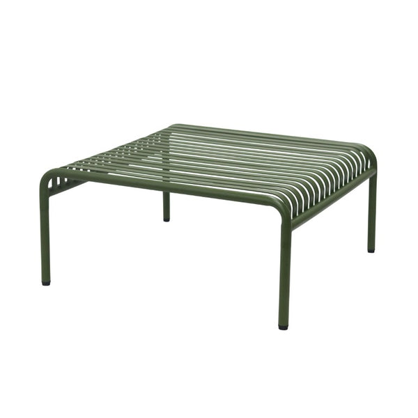 EuroStyle Enid Outdoor Coffee Table Powder Coated Steel Slat Design for Patio or Living Room Dark Green 90726-DKGRN