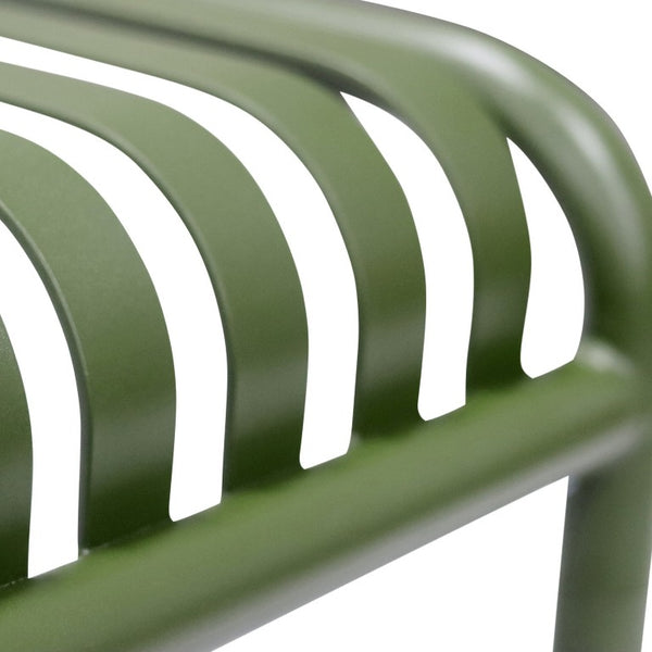 EuroStyle Enid Outdoor Coffee Table Powder Coated Steel Slat Design for Patio or Living Room Dark Green 90726-DKGRN
