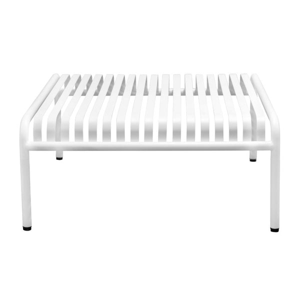 EuroStyle Enid Outdoor Coffee Table Powder Coated Steel Slat Design for Patio or Living Room White 90726-WHT