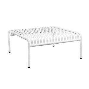 EuroStyle Enid Outdoor Coffee Table Powder Coated Steel Slat Design for Patio or Living Room White 90726-WHT