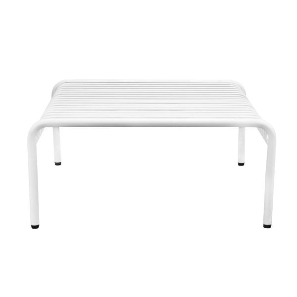 EuroStyle Enid Outdoor Coffee Table Powder Coated Steel Slat Design for Patio or Living Room White 90726-WHT