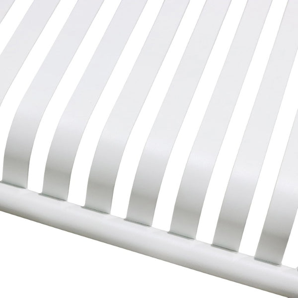 EuroStyle Enid Outdoor Coffee Table Powder Coated Steel Slat Design for Patio or Living Room White 90726-WHT