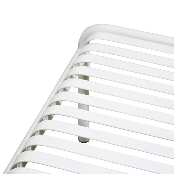 EuroStyle Enid Outdoor Coffee Table Powder Coated Steel Slat Design for Patio or Living Room White 90726-WHT