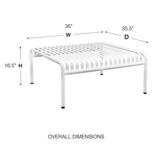 EuroStyle Enid Outdoor Coffee Table Powder Coated Steel Slat Design for Patio or Living Room White 90726-WHT