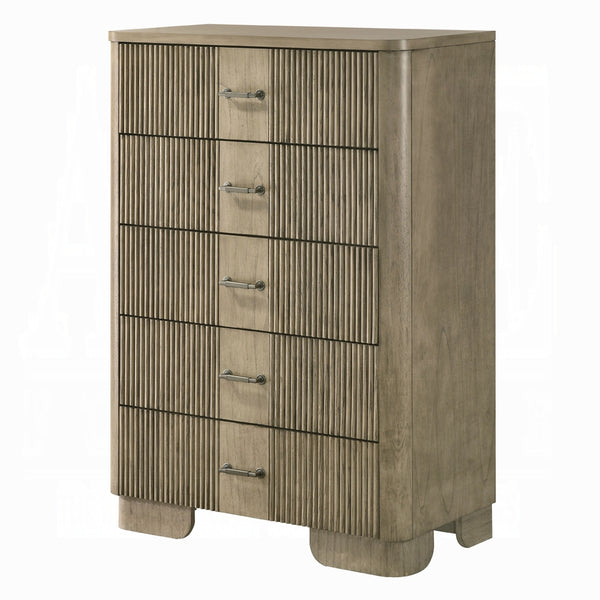 English Elm 1pc Transitional 6-Drawer Dresser in Antique Finish with Reeded Fronts, Felt-Lined Top, Metal Glides Oak 38 L x 21 W x 51 H B2741P408066