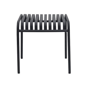 EuroStyle Enid Outdoor Steel Side Table with Slatted Top for Patio and Garden Spaces Black 90728-BLK