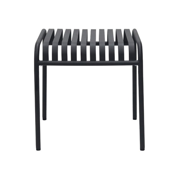 EuroStyle Enid Outdoor Steel Side Table with Slatted Top for Patio and Garden Spaces Black 90728-BLK
