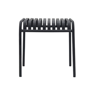 EuroStyle Enid Outdoor Steel Side Table with Slatted Top for Patio and Garden Spaces Black 90728-BLK