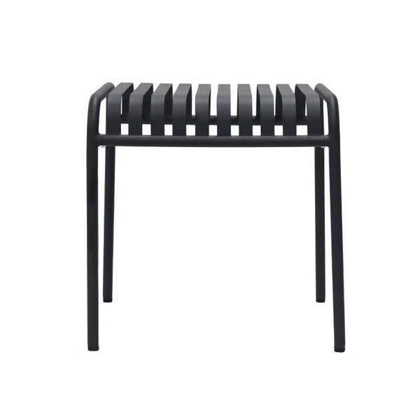 EuroStyle Enid Outdoor Steel Side Table with Slatted Top for Patio and Garden Spaces Black 90728-BLK
