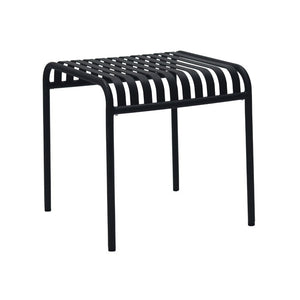 EuroStyle Enid Outdoor Steel Side Table with Slatted Top for Patio and Garden Spaces Black 90728-BLK