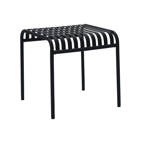 EuroStyle Enid Outdoor Steel Side Table with Slatted Top for Patio and Garden Spaces Black 90728-BLK