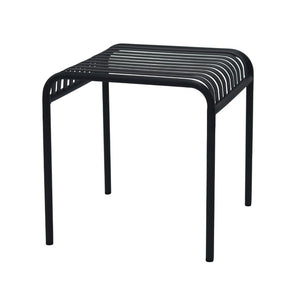 EuroStyle Enid Outdoor Steel Side Table with Slatted Top for Patio and Garden Spaces Black 90728-BLK