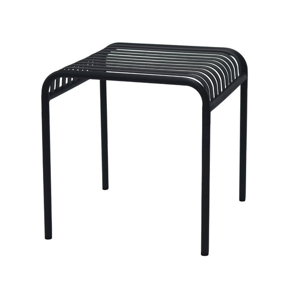 EuroStyle Enid Outdoor Steel Side Table with Slatted Top for Patio and Garden Spaces Black 90728-BLK