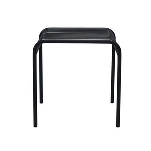 EuroStyle Enid Outdoor Steel Side Table with Slatted Top for Patio and Garden Spaces Black 90728-BLK