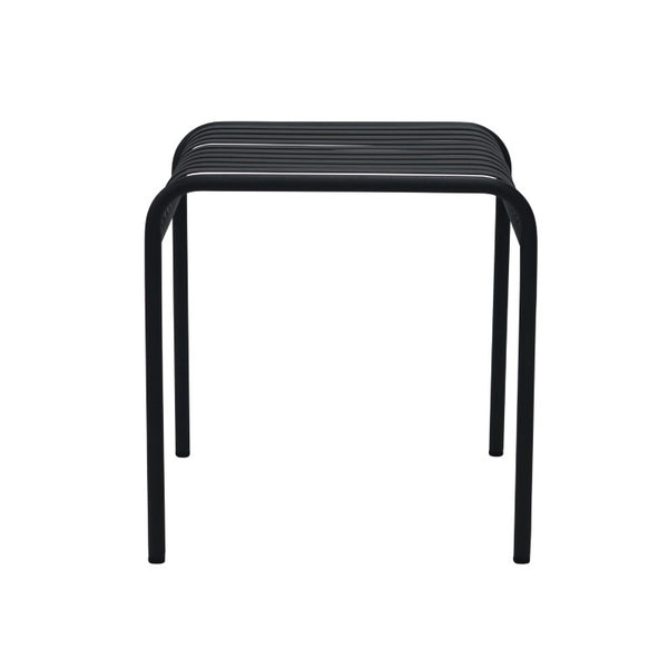 EuroStyle Enid Outdoor Steel Side Table with Slatted Top for Patio and Garden Spaces Black 90728-BLK