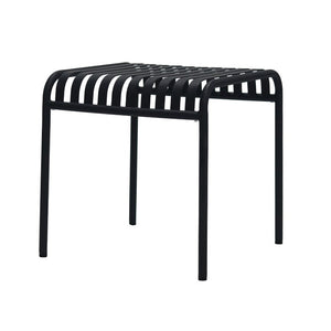 EuroStyle Enid Outdoor Steel Side Table with Slatted Top for Patio and Garden Spaces Black 90728-BLK