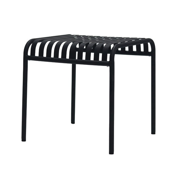 EuroStyle Enid Outdoor Steel Side Table with Slatted Top for Patio and Garden Spaces Black 90728-BLK