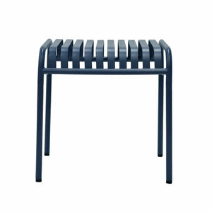 EuroStyle Enid Outdoor Steel Side Table with Slatted Top for Patio and Garden Spaces Dark Blue 90728-DKBLU