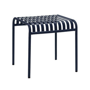 EuroStyle Enid Outdoor Steel Side Table with Slatted Top for Patio and Garden Spaces Dark Blue 90728-DKBLU