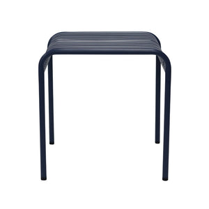 EuroStyle Enid Outdoor Steel Side Table with Slatted Top for Patio and Garden Spaces Dark Blue 90728-DKBLU