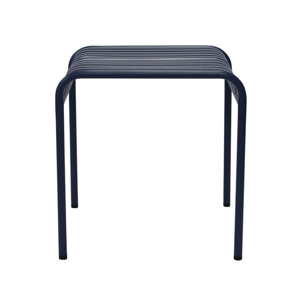 EuroStyle Enid Outdoor Steel Side Table with Slatted Top for Patio and Garden Spaces Dark Blue 90728-DKBLU