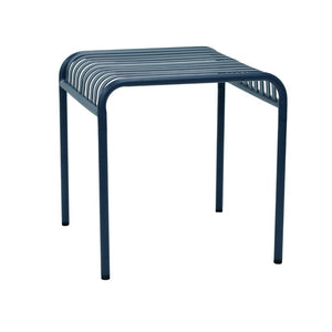 EuroStyle Enid Outdoor Steel Side Table with Slatted Top for Patio and Garden Spaces Dark Blue 90728-DKBLU