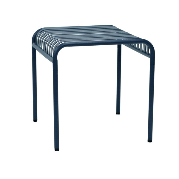 EuroStyle Enid Outdoor Steel Side Table with Slatted Top for Patio and Garden Spaces Dark Blue 90728-DKBLU