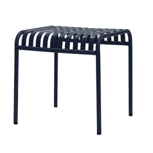 EuroStyle Enid Outdoor Steel Side Table with Slatted Top for Patio and Garden Spaces Dark Blue 90728-DKBLU