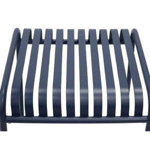 EuroStyle Enid Outdoor Steel Side Table with Slatted Top for Patio and Garden Spaces Dark Blue 90728-DKBLU