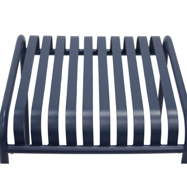 EuroStyle Enid Outdoor Steel Side Table with Slatted Top for Patio and Garden Spaces Dark Blue 90728-DKBLU