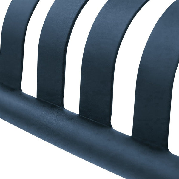 EuroStyle Enid Outdoor Steel Side Table with Slatted Top for Patio and Garden Spaces Dark Blue 90728-DKBLU