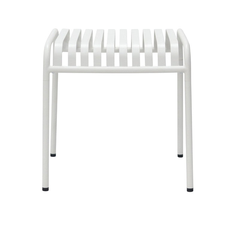 EuroStyle Enid Outdoor Steel Side Table with Slatted Top for Patio and Garden Spaces White 90728-WHT