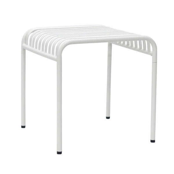 EuroStyle Enid Outdoor Steel Side Table with Slatted Top for Patio and Garden Spaces White 90728-WHT