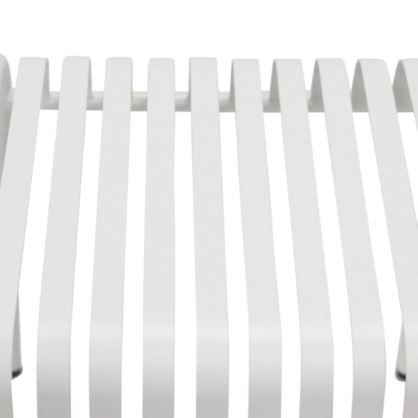 EuroStyle Enid Outdoor Steel Side Table with Slatted Top for Patio and Garden Spaces White 90728-WHT