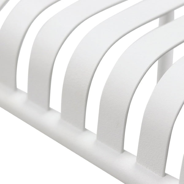 EuroStyle Enid Outdoor Steel Side Table with Slatted Top for Patio and Garden Spaces White 90728-WHT