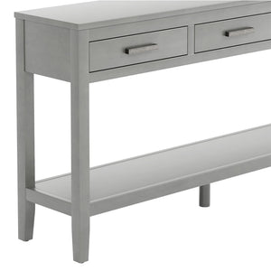 English Elm U_style Farmhouse Console Table with Three Drawers Open Shelf Entryway Organizer N711P410445E