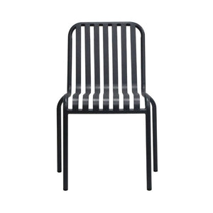 EuroStyle Enid Stackable Steel Outdoor Dining Chairs Slat Back Powder Coated Patio Set of 2 Black 90730-BLK
