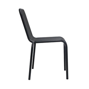 EuroStyle Enid Stackable Steel Outdoor Dining Chairs Slat Back Powder Coated Patio Set of 2 Black 90730-BLK