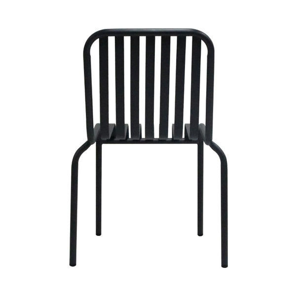 EuroStyle Enid Stackable Steel Outdoor Dining Chairs Slat Back Powder Coated Patio Set of 2 Black 90730-BLK