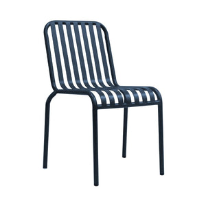EuroStyle Enid Stackable Steel Outdoor Dining Chairs Slat Back Powder Coated Patio Set of 2 Dark Blue 90730-DKBLU