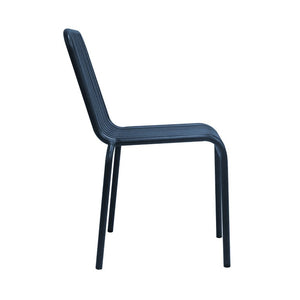 EuroStyle Enid Stackable Steel Outdoor Dining Chairs Slat Back Powder Coated Patio Set of 2 Dark Blue 90730-DKBLU