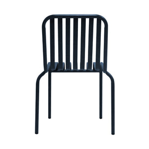 EuroStyle Enid Stackable Steel Outdoor Dining Chairs Slat Back Powder Coated Patio Set of 2 Dark Blue 90730-DKBLU