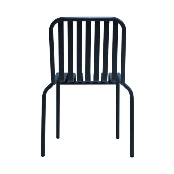 EuroStyle Enid Stackable Steel Outdoor Dining Chairs Slat Back Powder Coated Patio Set of 2 Dark Blue 90730-DKBLU