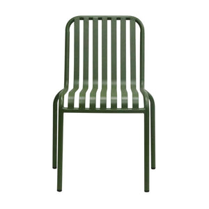 EuroStyle Enid Stackable Steel Outdoor Dining Chairs Slat Back Powder Coated Patio Set of 2 Dark Green 90730-DKGRN